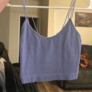 Purple cropped double spaghetti strapped tank top